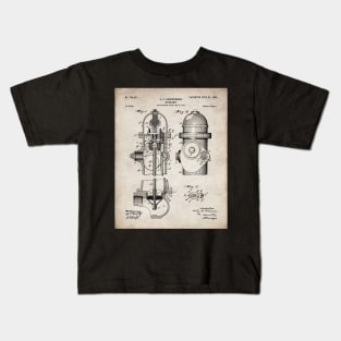 Fire Fighter Patent - Fire Hydrant Art - Antique Kids T-Shirt